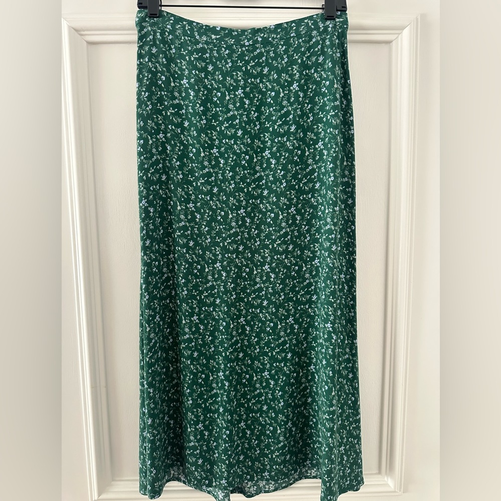 Reformation Green Floral Midi Skirt - Picture 2 of 4